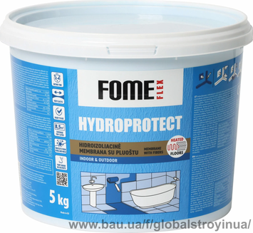 Гидроизоляция акриловая под плитку усиленная микроволокнами FOME FLEX Hydroprotect 5 кг